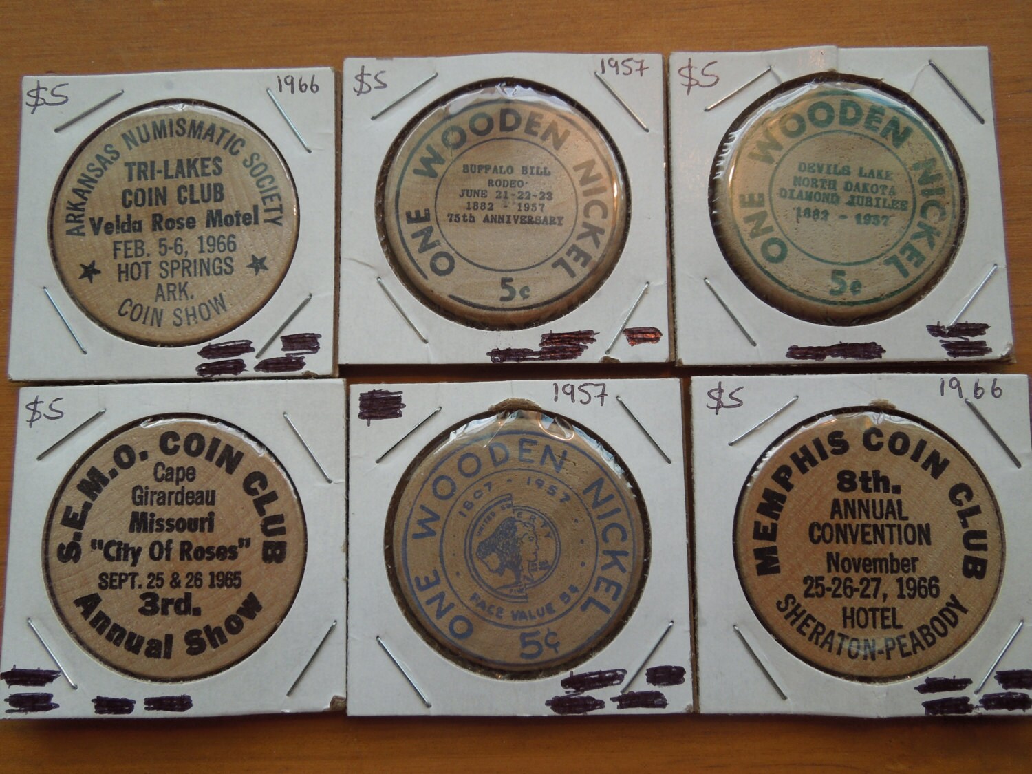 Vintage Wooden Nickels. Several by PopnBensCollectibles on Etsy