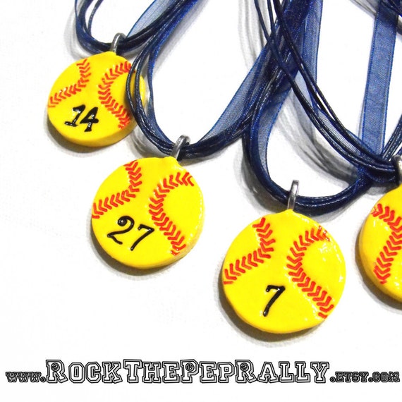 Items similar to 11 SoftBall Necklaces Personalized with Player's
