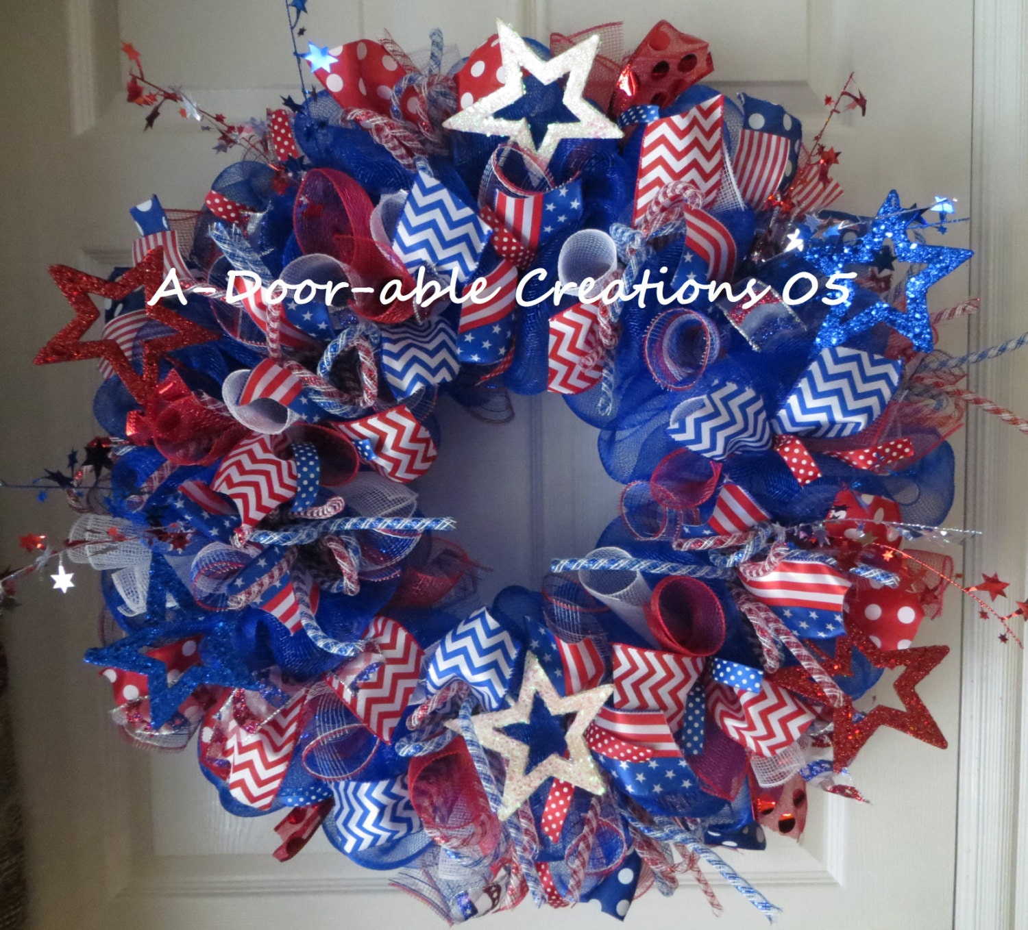 FOR PATRICIA ONLY...Stars & Stripes Patriotic Mesh Wreath