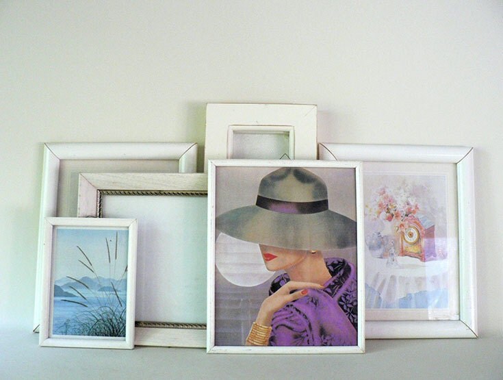 Vintage White Wood Picture Frame Set of Six by LongSince on Etsy