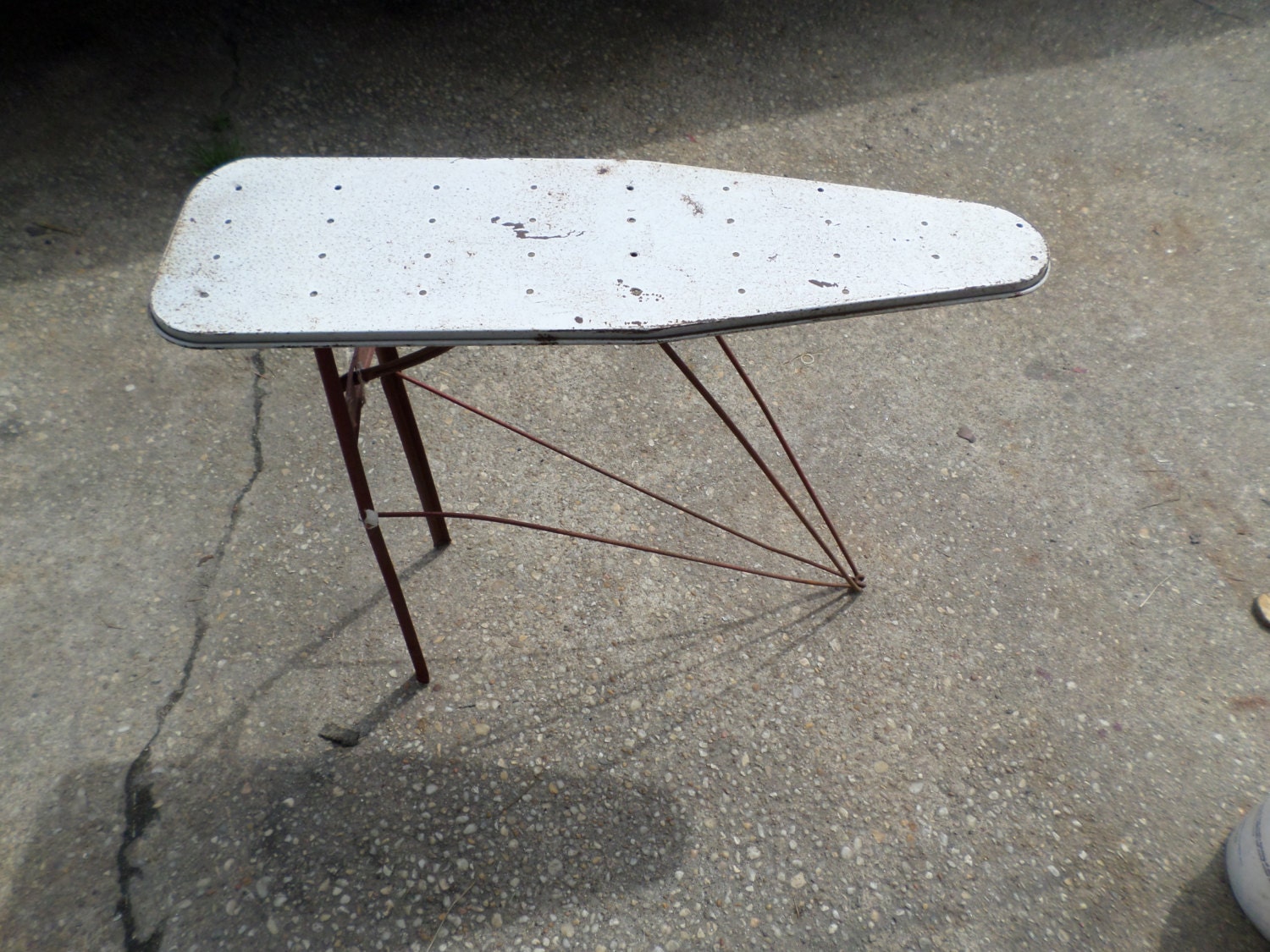 Vintage Toy metal ironing board red white and rusty great item