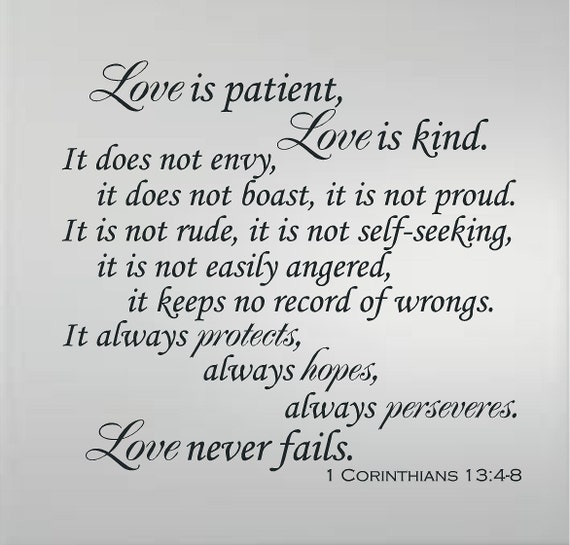 1 CORINTHIAN 13:4-8 Love is Patient Love is Kind Love never