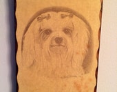 Vintage 1965 Earl Sherman Maltese Dog Wood Wall Art