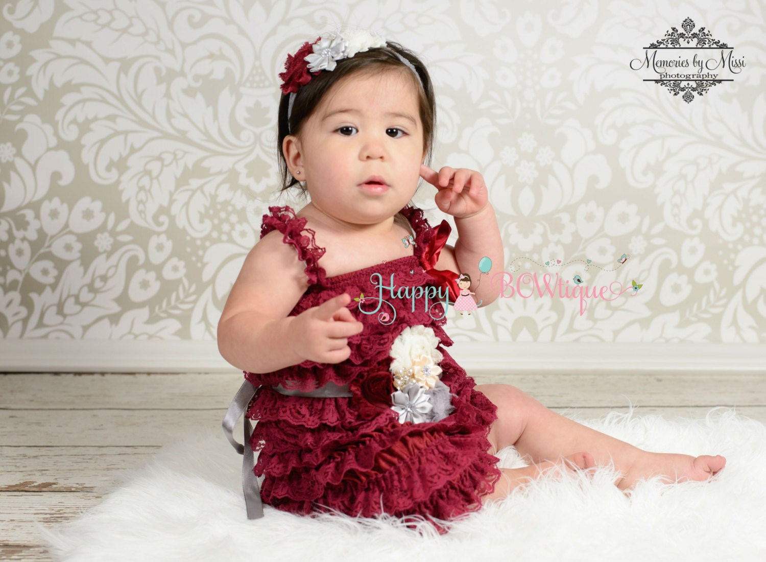 Baby's 1st Christmas dressBaby Girl's Burgundy by HappyBOWtique