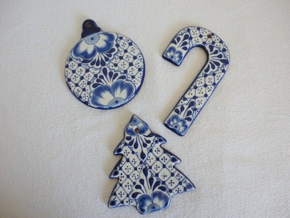 talavera ceramic christmas ornaments set of 3 blue and talavera ceramic christmas ornaments set of 3 blue and
