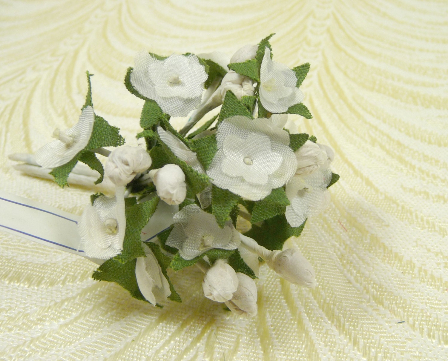 SALE Vintage NOS Me Not Silk Tiny Flowers Wedding White