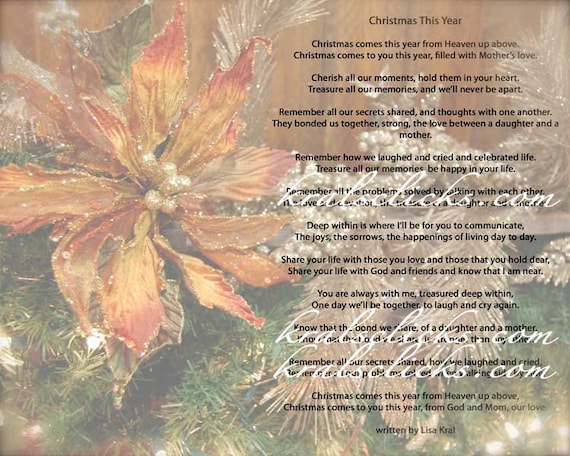 Christmas Poem Print for those that have lost their Mom or Grandma 8x10 ...