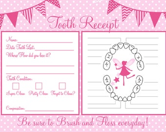 Instant Download Tooth Fairy Receipt 5x7 size