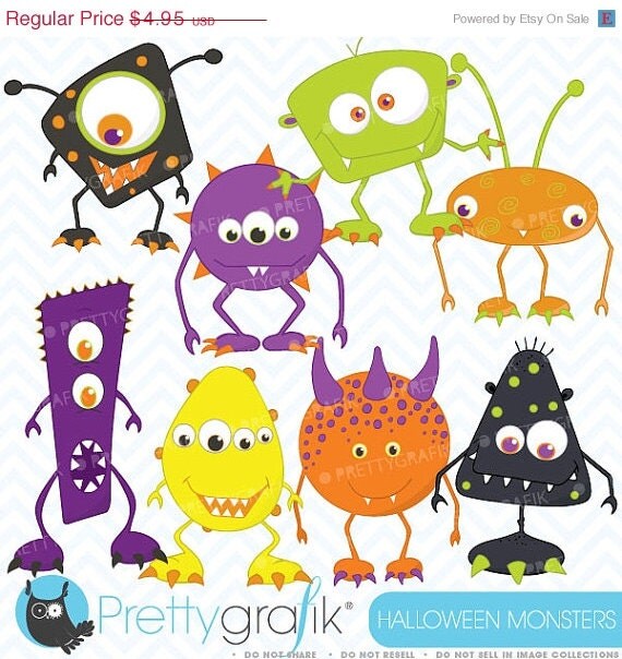 60% OFF SALE Monster clipart commercial use, vector graphics, digital clip art, digital images - CL392 Il_570xn
