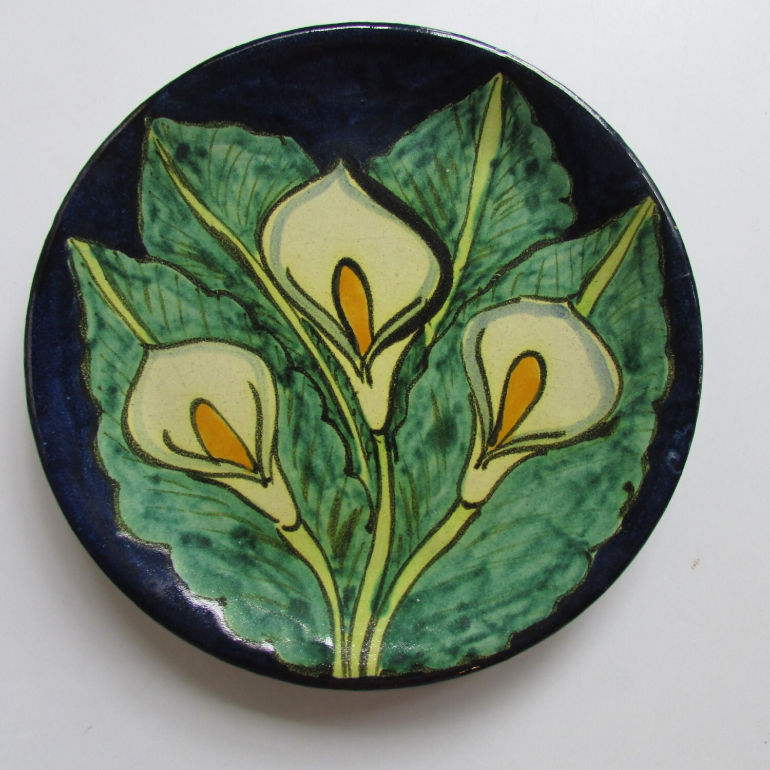 mexican-pottery-plate-handpainted-decorative-bright-vivid