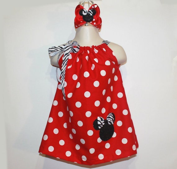 Pink or Red Zebra Minnie Mouse Dress and by SweetberryBoutique