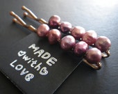 Marsala Rose- Pearls- Purple Pink- Freshwater Pearls- Hair Fashion Accessory- Christmas Stocking Stuffer- Gift Idea- CassieVision