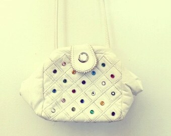 STUDDED LEATHER HIPSTER BAG