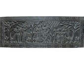 India Carving Radha Kishna Divin Love Headboard Vintage Wooden Carved Door