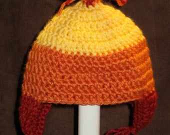 A Cunning Fire Colored Beanie with Ear Flaps- FT011