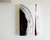 Original abstract art ink drawing-A4 -Black, white, red,modern, minimal,impact,storm, zen, minimal, way, limit,nature