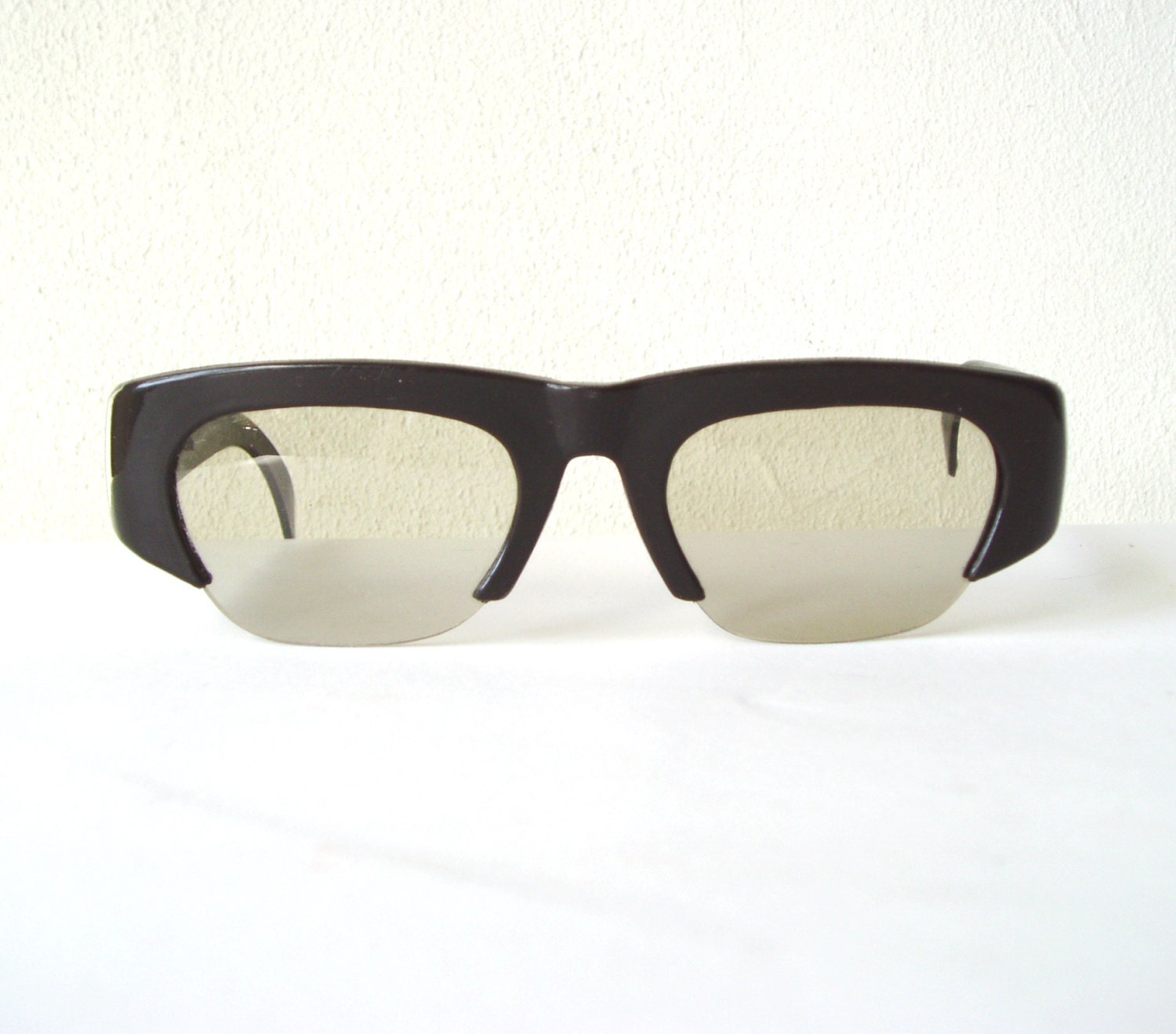 Sunglasses Vintage Black Eyeglasses Unisex 1970s Light Plastic Eyewear