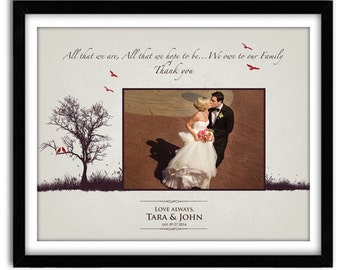Wedding Gift Parents for Parents of Bride and Groom, Thank You Mom and Dad Gift, Wedding Thank You Gift Personalized 11x14 Print