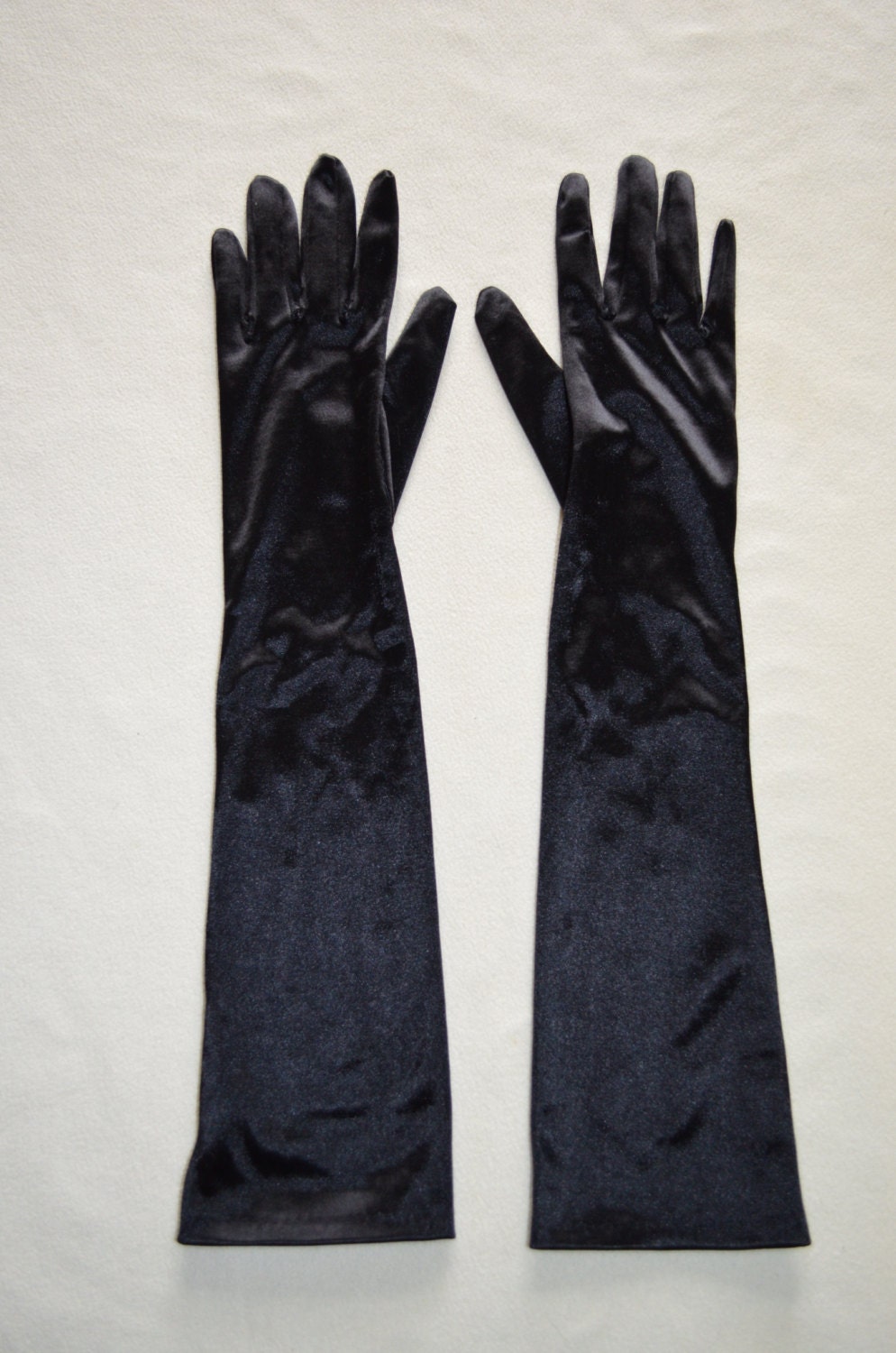 black satin evening gloves