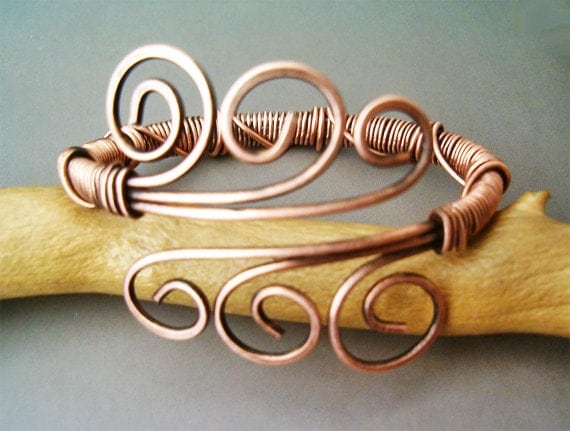 Bracelet Wire Wrapped Hammered Copper Jewelry wire wrapped