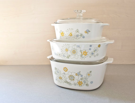 Corning Ware Floral Bouquet Casserole Dishes Vintage Corning