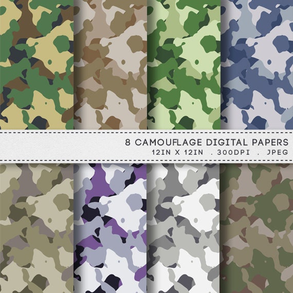 Camouflage Digital Paper Printable Paper Pack / INSTANT