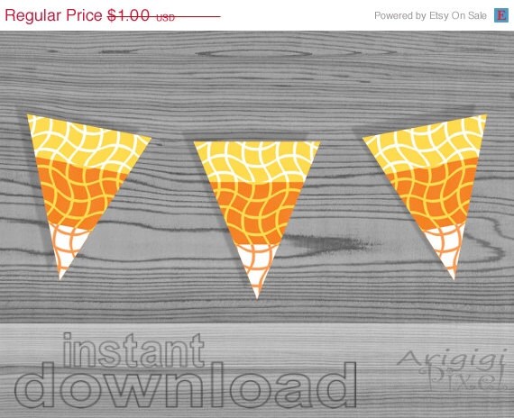 WEEKEND SALE 50% OFF Candy Corn, Printable Pennant, Halloween banner, Party Decoration, party supplies, digital, instant digital download, D Il_570xn