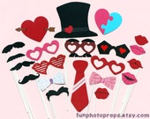 21 piece Photo Booth Prop Set - Photobooth Props - Valentine's, Wedding Photobooth Props Il_170x135