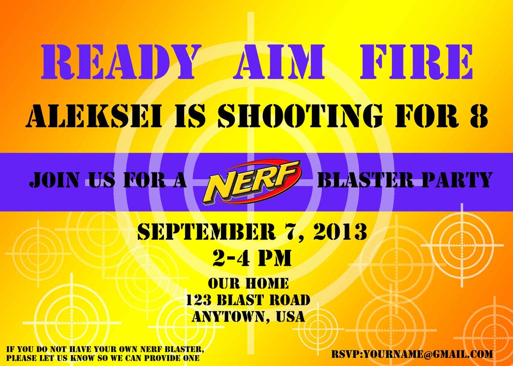 Nerf Blaster Birthday Party Invitation