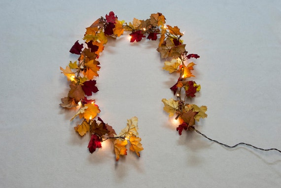 fall leaf and berry lighted garland or mantle decoration fall leaf and berry lighted garland or mantle decoration