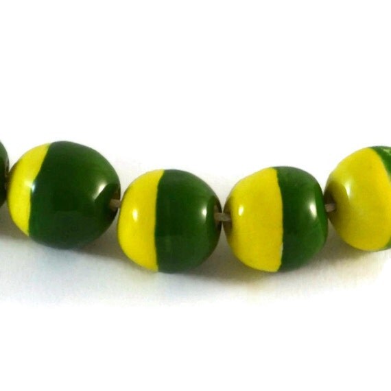 Items similar to Yellow and Dark Green Beads from South Africa