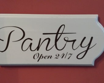 Pantry sign wooden sign kitchen decor wall decor wooden pantry sign open 24/7 home decor wall hanging cream kitchen sign