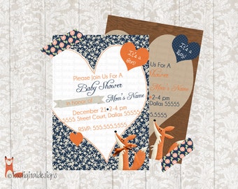 Fox Baby Shower Invitation - Custom - Printable