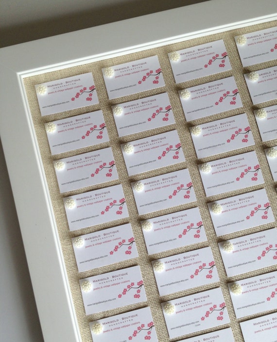 Wedding place card display burlap bulletin board