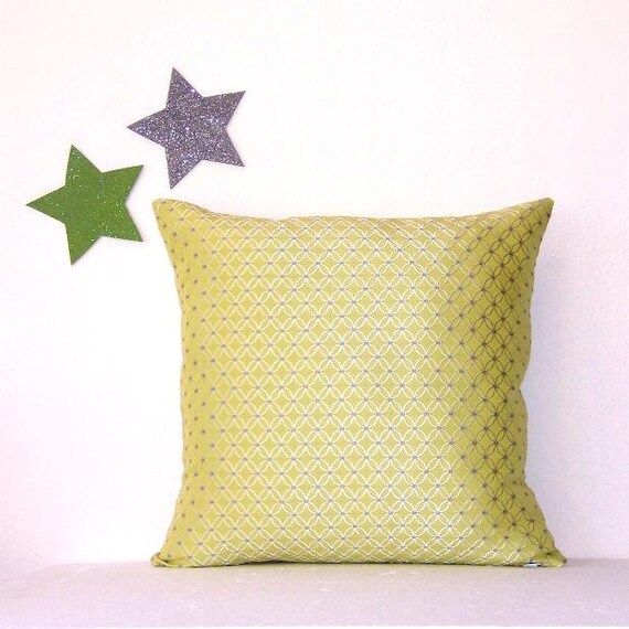Green Grey Decorative Pillow Cover Silver 16 x 16
