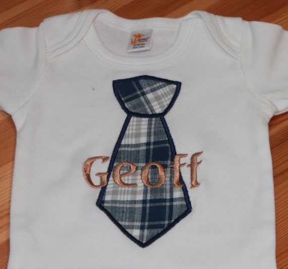 Personalized Applique Baby Onesie - Boy's Tie