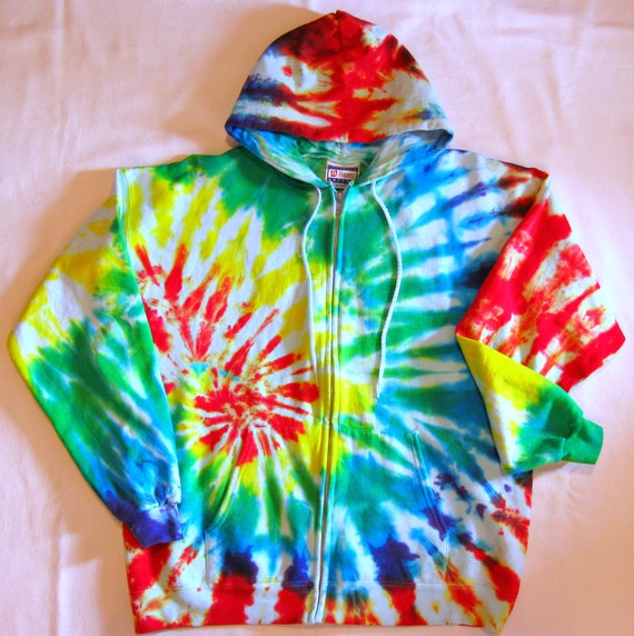 Tie Dye Hoodie Rainbow Spiral Full Zip Adult Sweatshirt