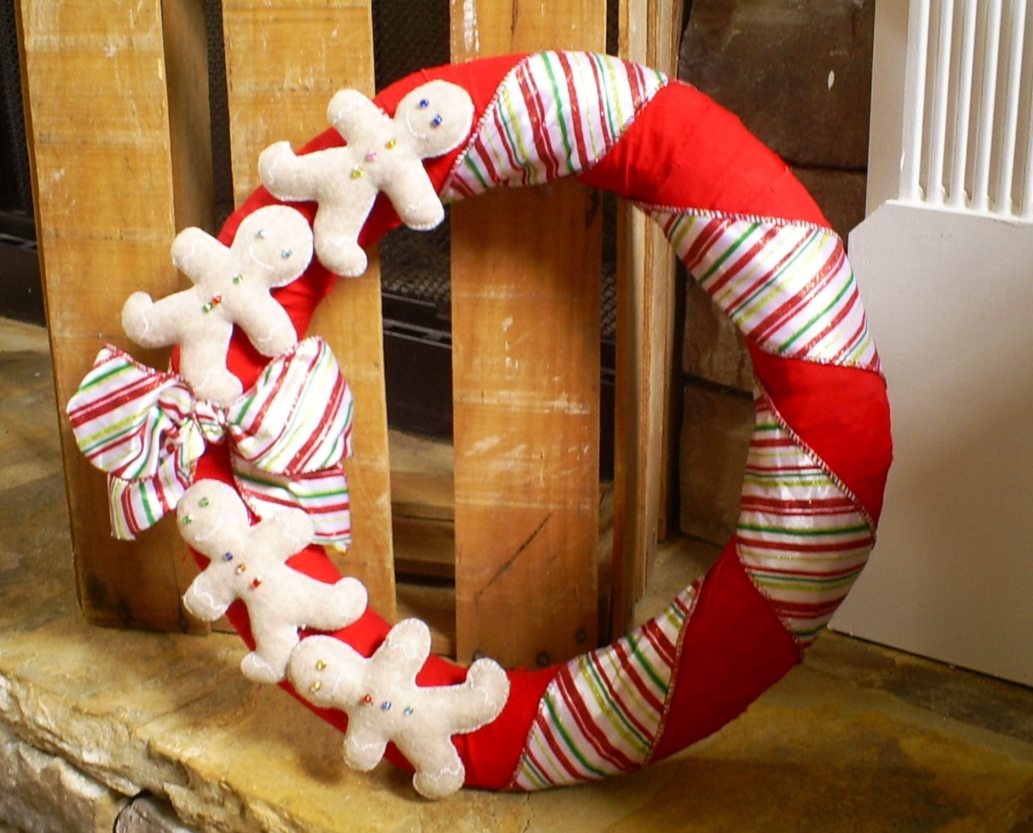 Gingerbread and Candy Stripes Wreath