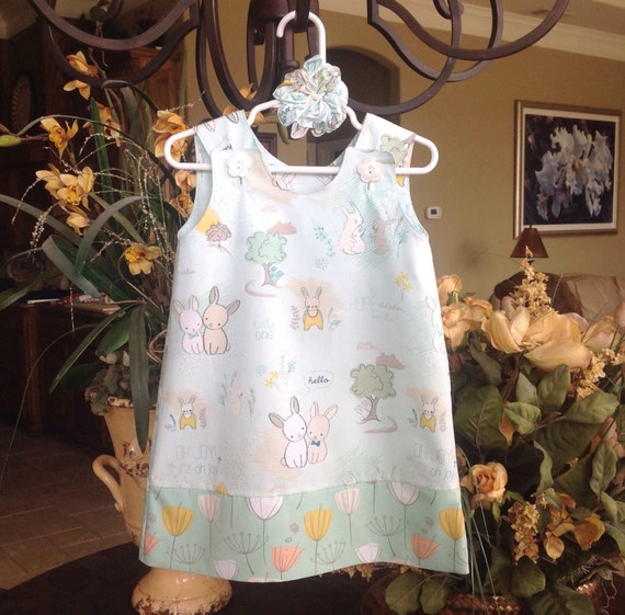 Minty Green Easter Bunny Rabbit Dress w by SewSusanCreations