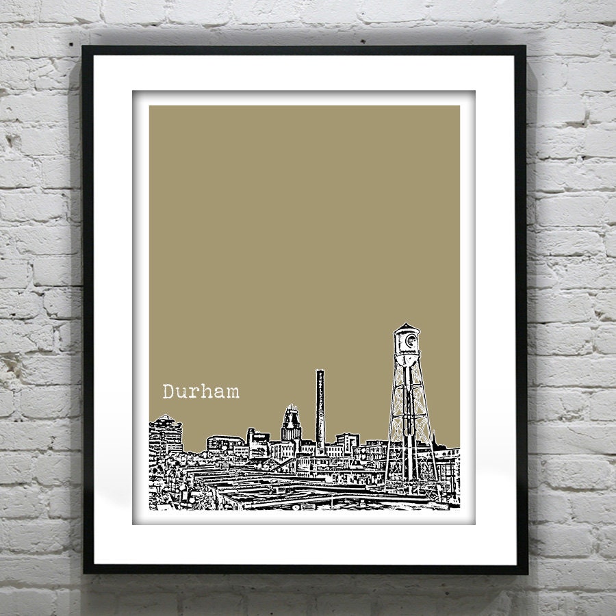 Durham North Carolina Poster Art Print City Skyline NC