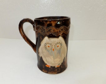 Large Owl Coffee Mug, Hand Built Ceramic Stoneware Mug