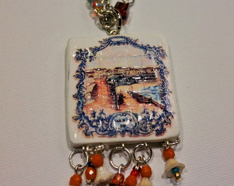 Beautiful necklace, with replica of tile painel from Ericeira.