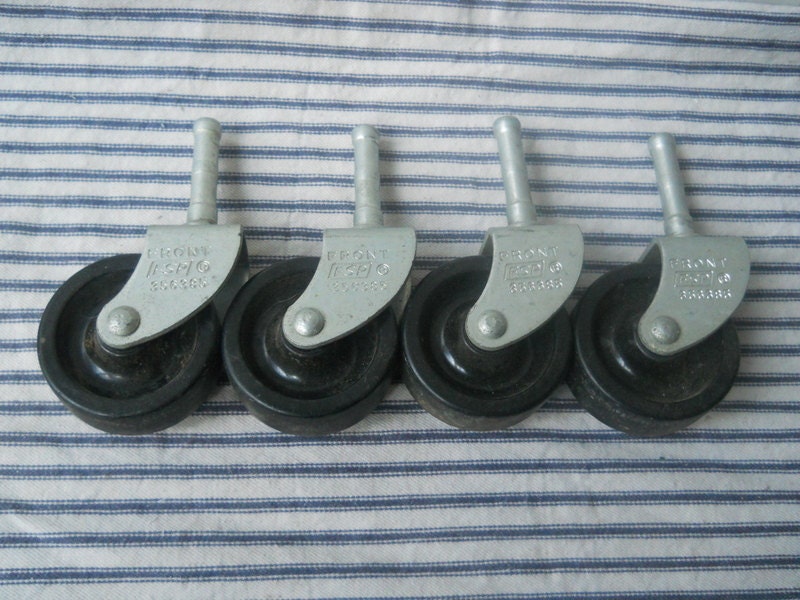4 vintage hard plastic neoprene casters wheels FSP 2 inch industrial