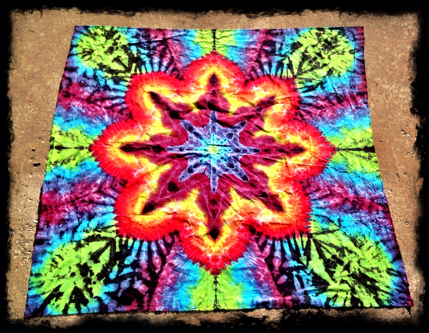 Tie dyed tapestry custom Lotus mandala-cotton tapestry