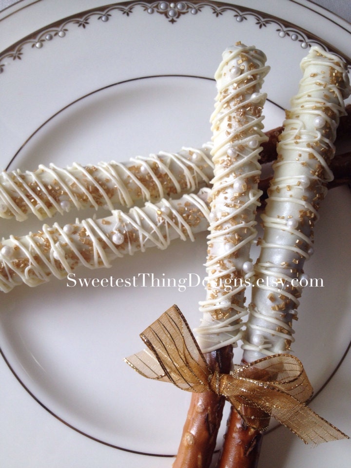 24 Chocolate Covered Pretzel Rods / Favor Pops by The