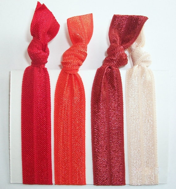 Elastic Hair Ties Red Hair Ties Orange Hair Ties Creaseless