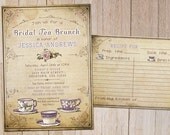 Bridal shower tea party invitation / Printable vintage tea party invite with recipe card / Custom digital shabby chic bridal tea invites Il_170x135