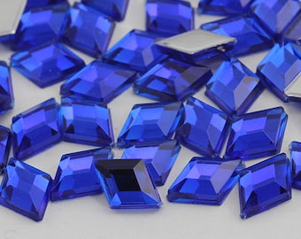 10x7mm Dark Sapphire NAB01 Flat Back Diamond Loose Acrylic Jewels High Quality Pro Grade - 100 Pieces