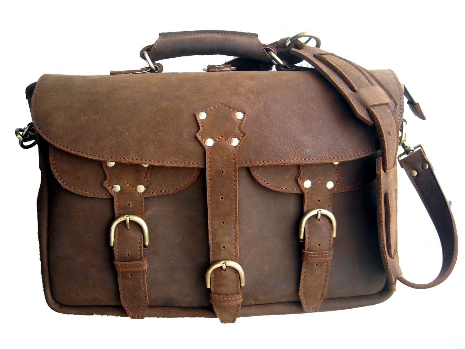 vintage buffalo leather briefcase