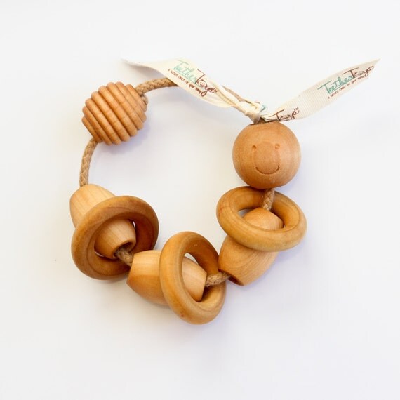 Bugsly Organic Teething Toy Baby Rattle Wooden Toy by TeetherToys